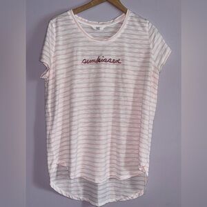 LC Lauren Conrad “Sun Kissed”  Pink And White Short Sleeve Top Size XL